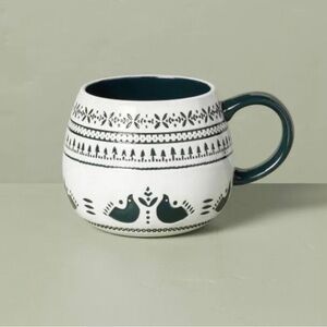 Hearth & Hand Magnolia 14 oz Nordic Christmas Fair Isle Stoneware Green Mug